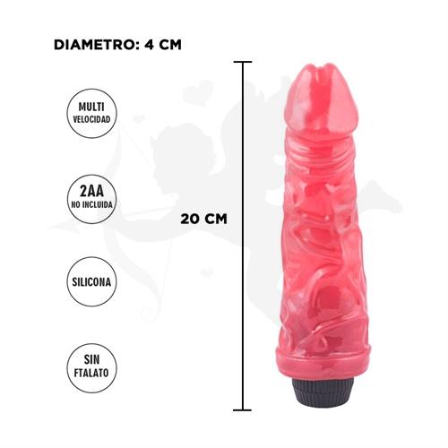 Dildo vibrador americano grande perlado rosa 20x4cm